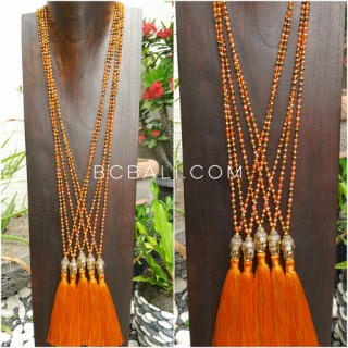 buddha head chrome gold tassels necklaces crystal beaded 3 color